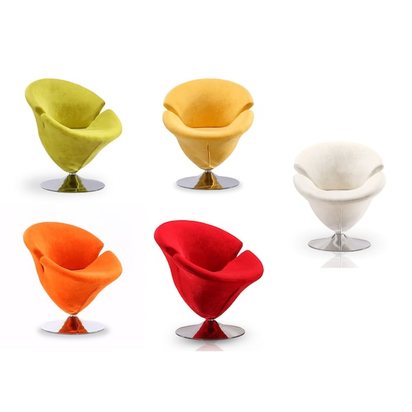 Manhattan Comfort Tulip Swivel Accent Chair Set of 5 in Multi Color White, Orange, Yellow, Green and Red 5-AC029 - main